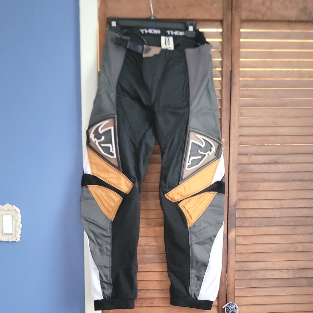 Thor Men's Black and Orange Dirt bike Pants